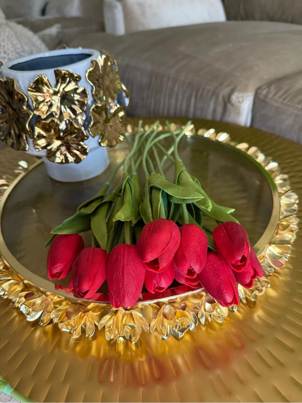 Real Touch Faux Red Tulips – 12 Stem Bundle – Realistic Artificial Flowers
